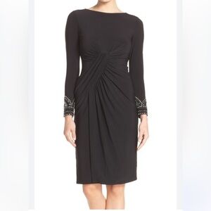 Vince Camuto Black Dress with Embellished Sleeves